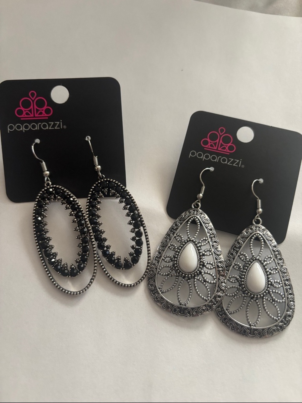 Paparazzi Black and White Dangle Earring Duo 2 for $10